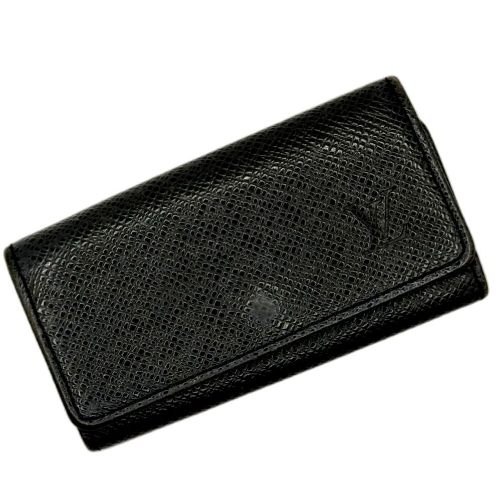Louis Vuitton Vintage Taiga 4 Key Holder Black Leather Silver Hardware Authentic - Picture 2 of 14